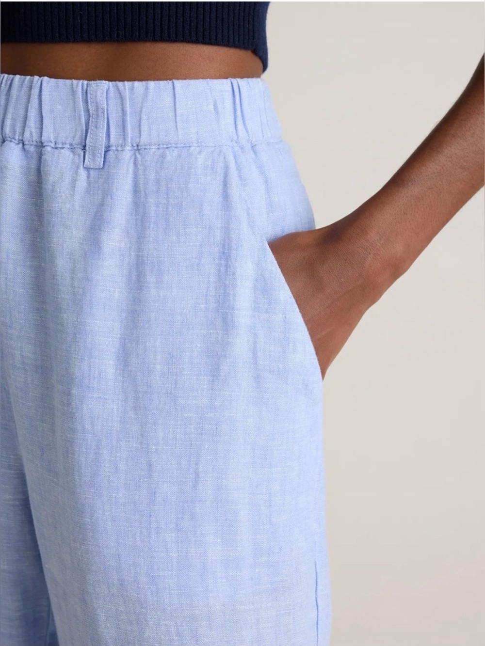 Quince 100% European Linen pull on Pants in French Blue - Picture 3 of 10